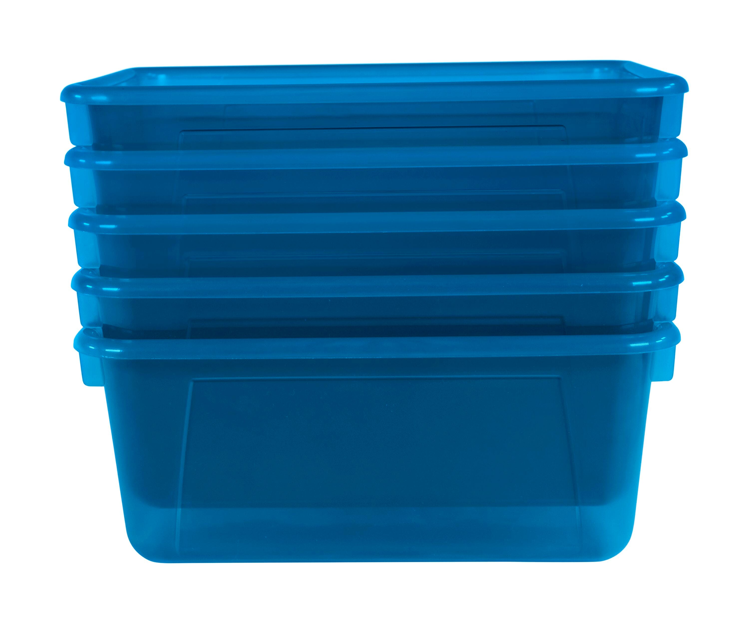 School Smart Translucent Storage Bin, 7-7/8 x 12-1/4 x 5-3/8 Inches, Teal, Pack of 5 2005713